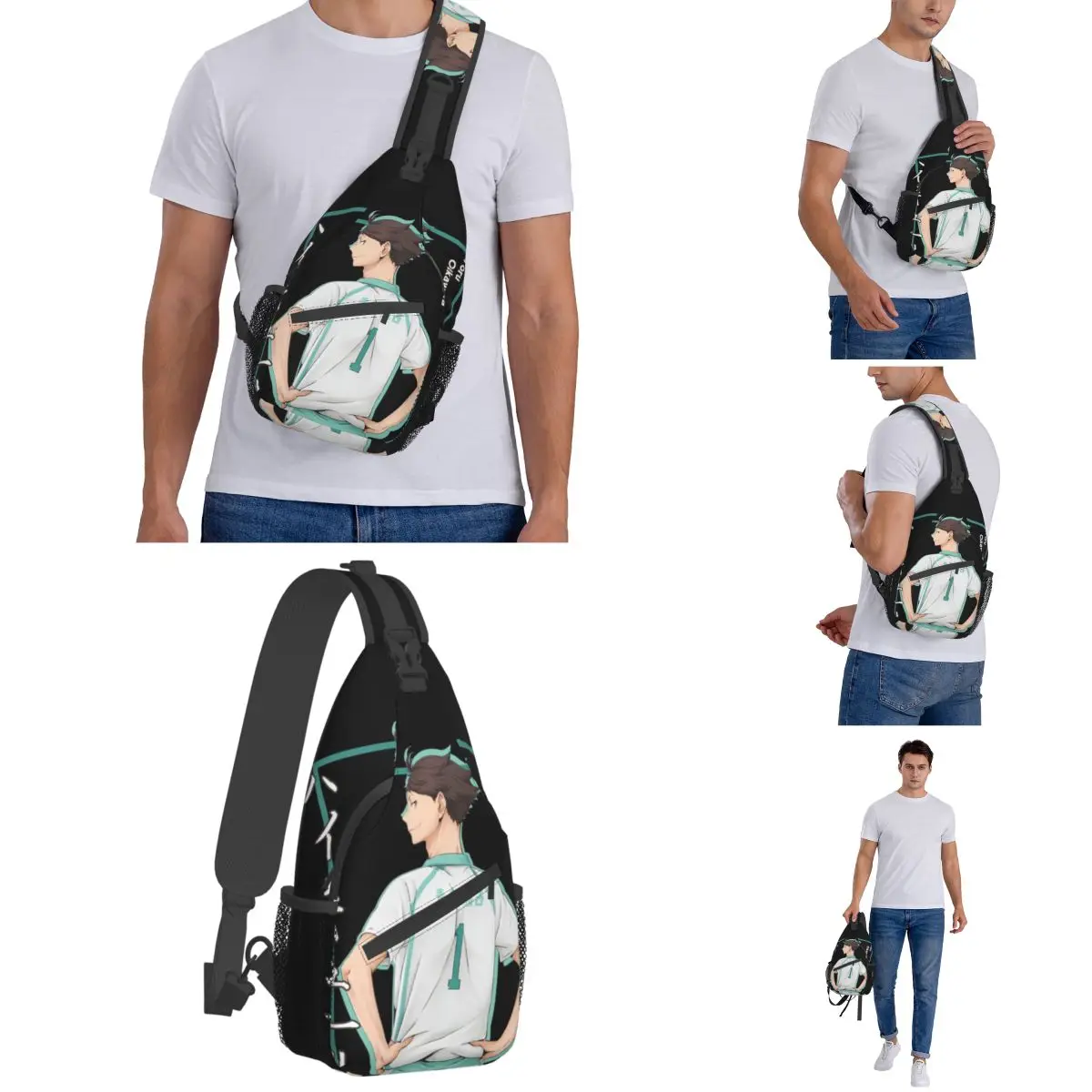 Haikyuu-mochila cruzada Toru Oikawa, bolso de pecho a la moda, mochila de hombro de Anime japonés, mochila de día para senderismo, viaje y ciclismo