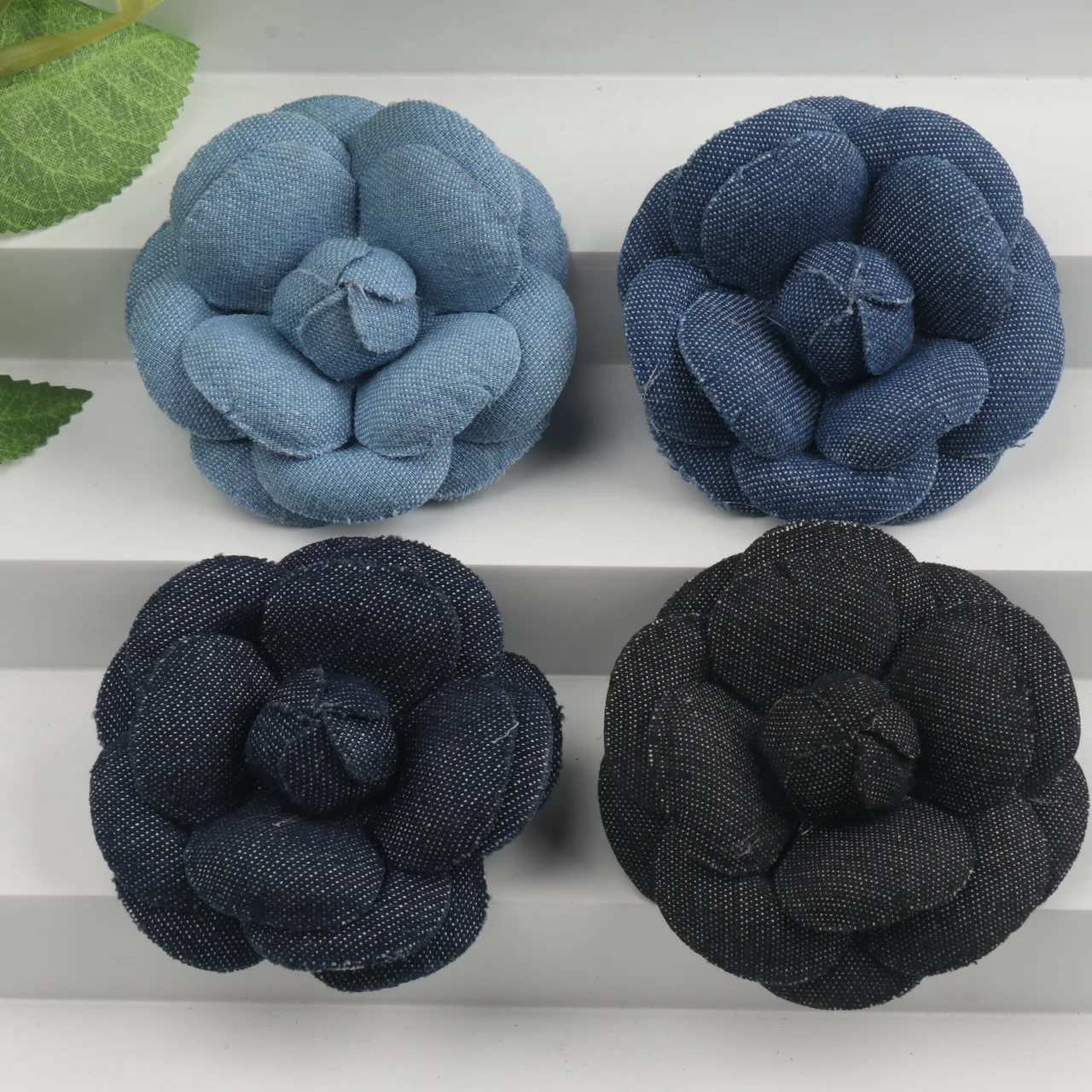 6.5CM Fake Flower Denim Fabric Flower Camellia Flower Clothing Decoration Flower Accessories DIY Jewelry Accessories