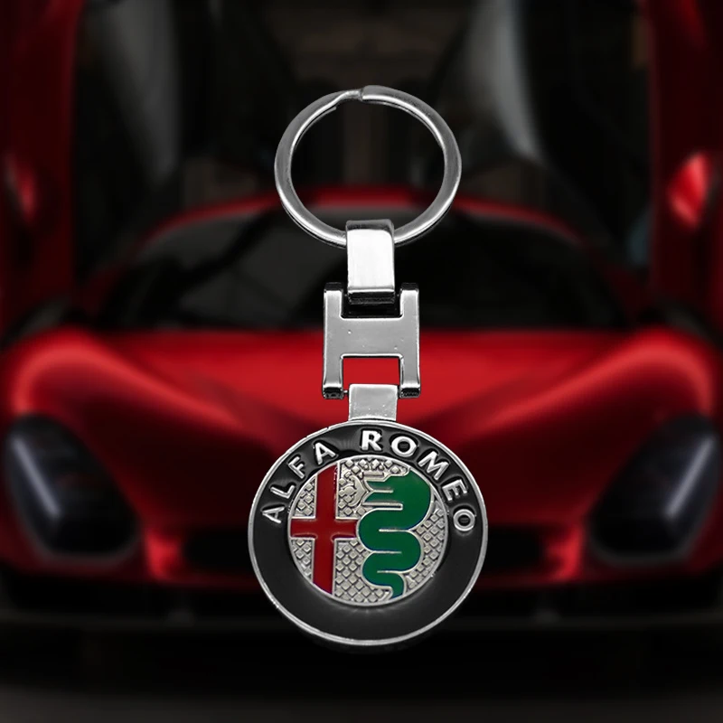 Metal Car Keychain Chain Anti-Loss Key Ring Keyring Pendant for Alfa Romeo 159 147 Giulietta Stelvio 4C MITO 156 Giulia Sportiva