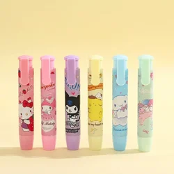 Sanrio Cartoon Press Eraser 12-24pcs Hello Kitty Kuromi Stationery Kindergarten Children Special Cute Creative Rubber Wholesale