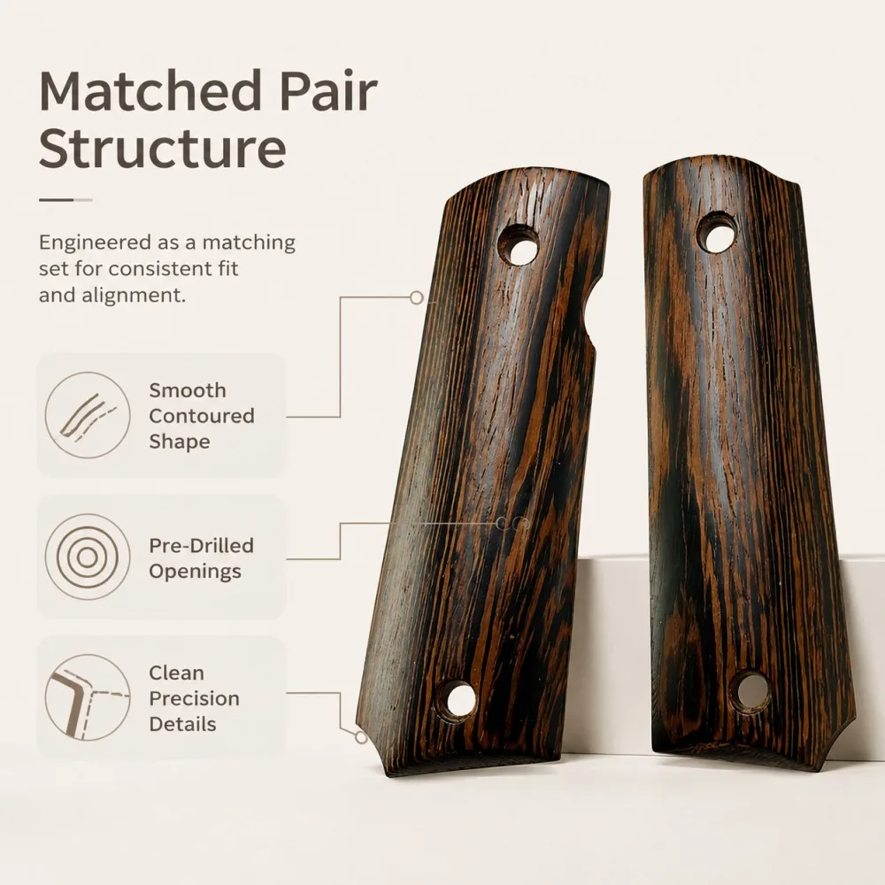 1 Pair 1911 Non-slip Handle Patches Grips Replacement Wooden Textured Handle Grips Airsoft Handle Panel Toy Gun Model Parts