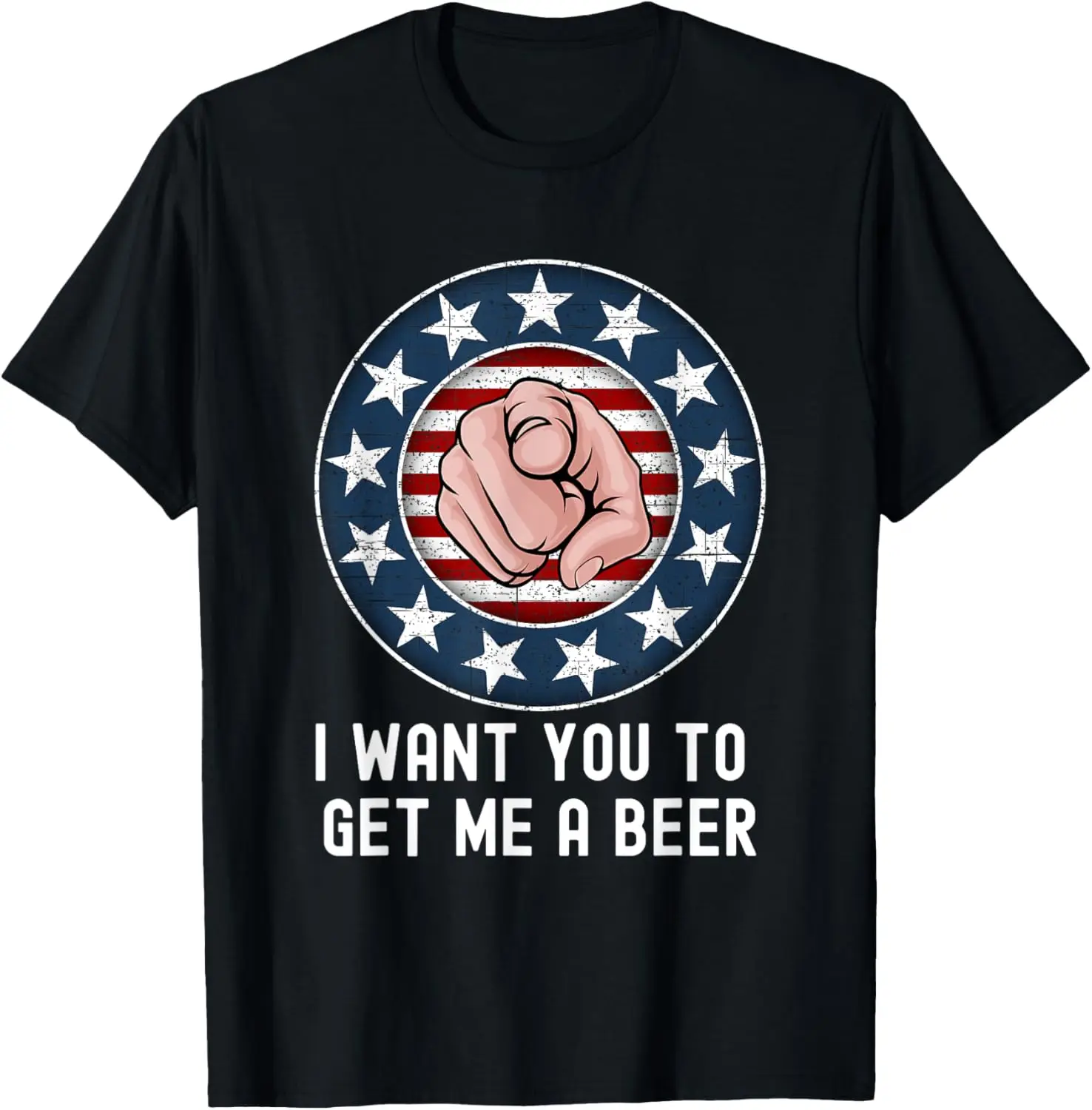 

Funny Patriotic I Want You To Get Me a Beer American Flag T-Shirt