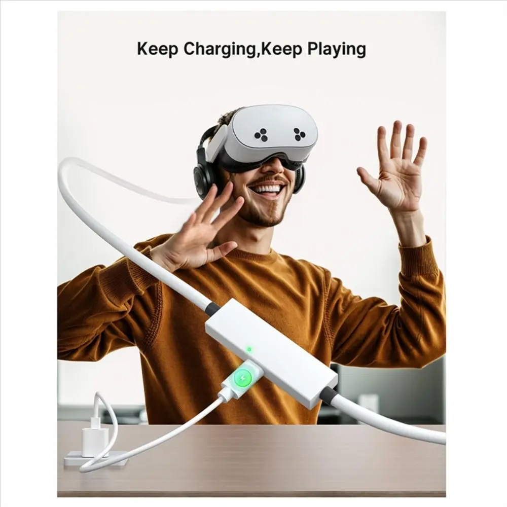 USB3.2 Gen1 5M VR Link Cable Type a To C Charging While Playing Data Transfer Cable Stable for Meta Quest 3/3S/Pico 4 Ultra