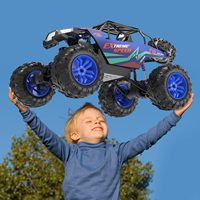 Large RC Cars 1:8 Off - Road Monster Truck with Realistic Sound, 2.4 GHz 4WD Rock Crawler Toy for AnyTerrain, 2 Batteries