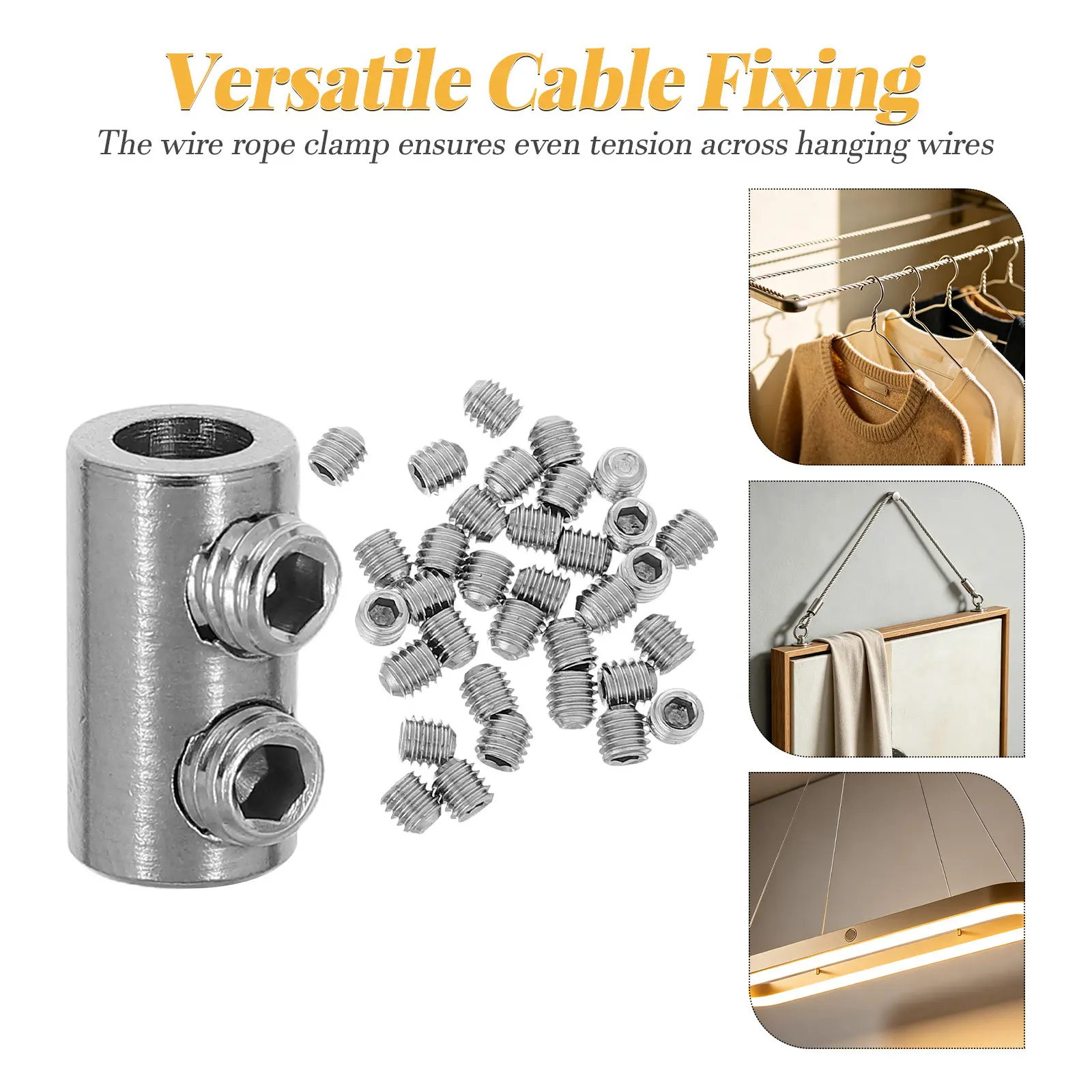 20Pcs Stainless Steel Double Hole Wire Rope Clamp 2Mm Wire Locking Clip Vertical Cable Clip for Deck Railing Clothesline Hanging