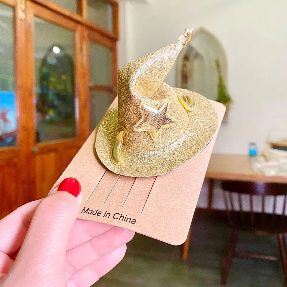 

4Pcs Halloween Witch Hat Hairpins Sweet Fashionable Party Headdress Decorative Hair Accessories Halloween Hairpin