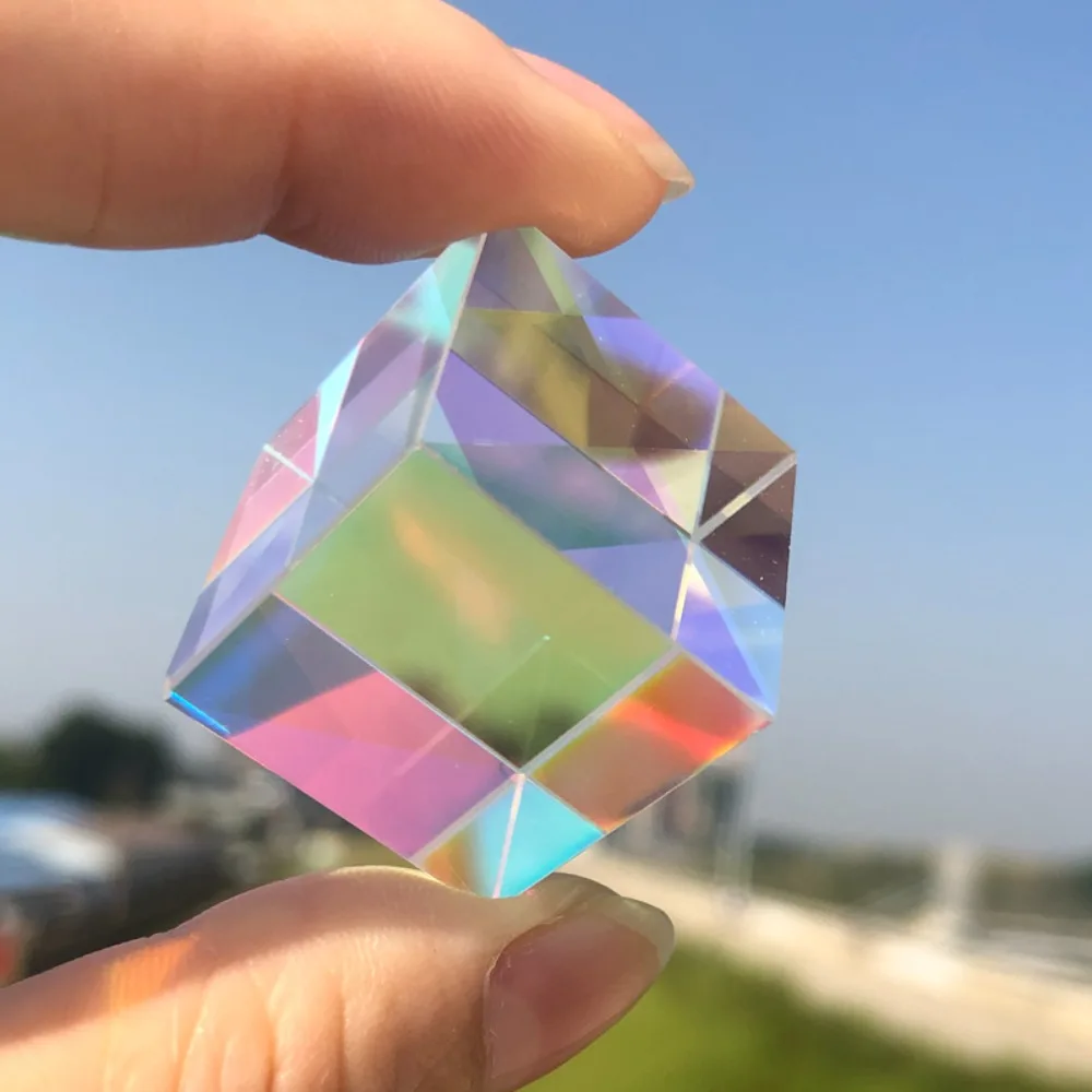 Toy RGB Combiner Splitter Sun Catcher Rainbow Color Prism Cubes Optical Glass Magic Prism Cube X-cube Dichroic Cube