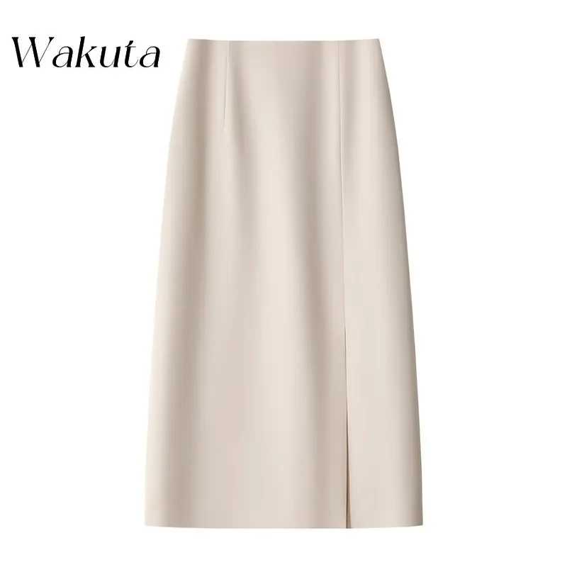 Wakuta Fashion High Waist Side Split Dresses Skinny Aesthetic Trendy Robes Elegant Summer Japanese Simple Straight Vestidos