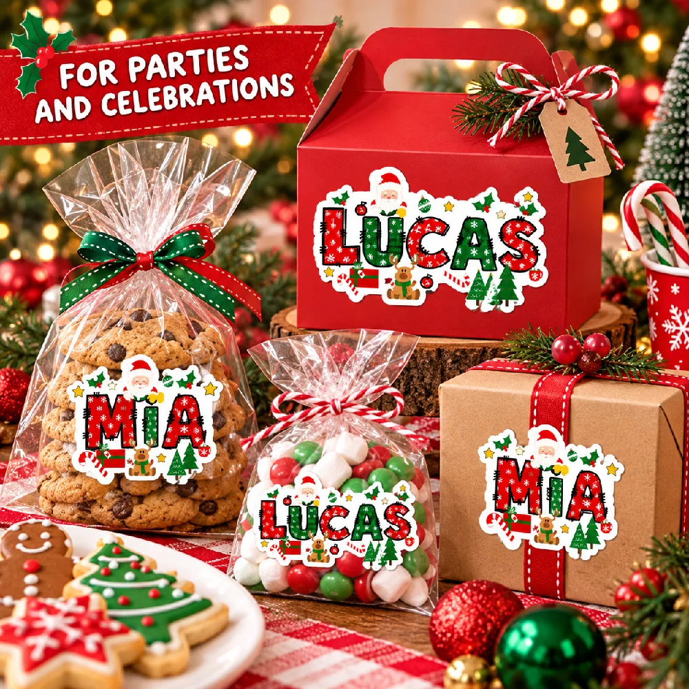 Customized Christmas Text Stickers, Suitable for Christmas Gift Packaging, Gift Boxes, Shopping Bags, Party Favors, Cookie Bags, and Holiday Decorations, Creating a Warm and Joyful Christmas Atmosphere. Carefully Prepared Gifts for Family and Friends view 6