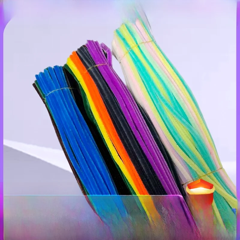 Creative DIY Handmade Children's Plush Rods Twist Sticks  Yarn Sticks Material for Children's Crafts Summer Short Sle...