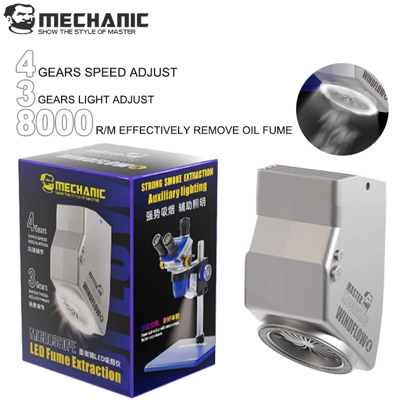 

【MECHANIC】 Вытяжной вентилятор WindFlow X с легким мощным дымовым инструментом для сварки микроскопов и ремонта печатных плат телефона