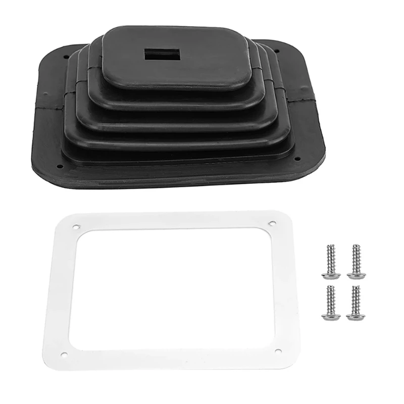 Konsolenöffnungs-Reparaturmanschette für GM350, Schalthebelabdeckung aus schwarzem Gummi mit Montagerahmen und Hardware-Set H8WE – Detail 1