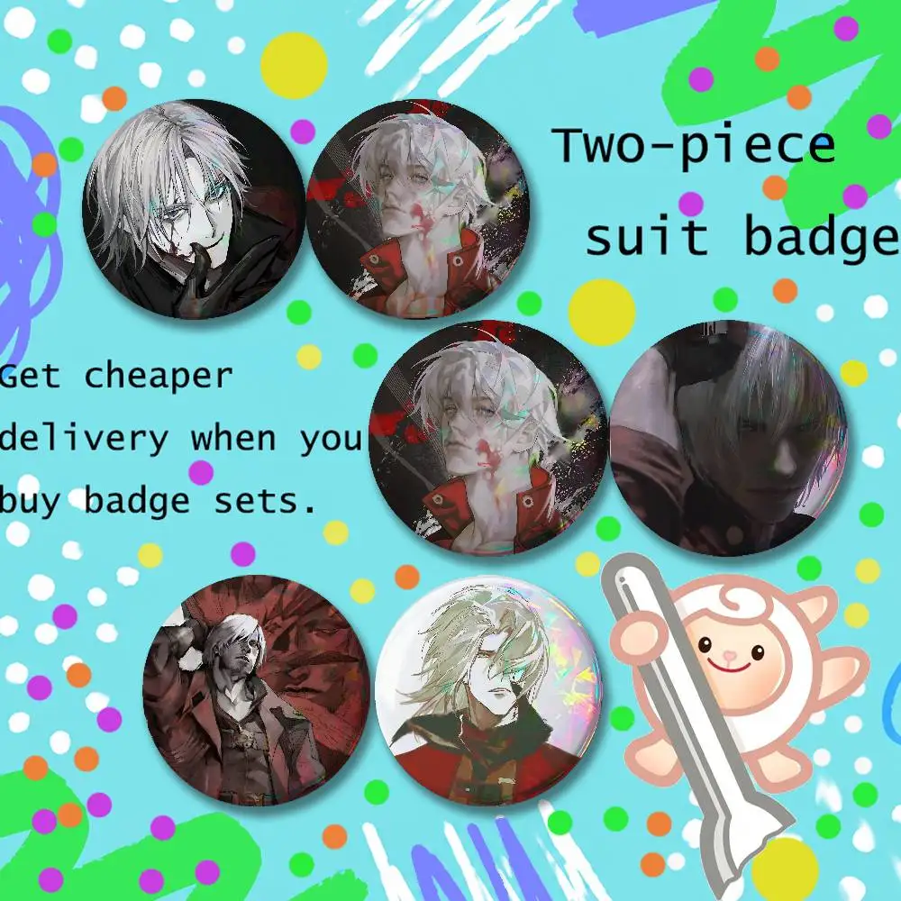 D-DMC Dante D-Devil M-May Cry Brooches for Backpack Accessories25,32,44,58,75mm Round Enamel Pins