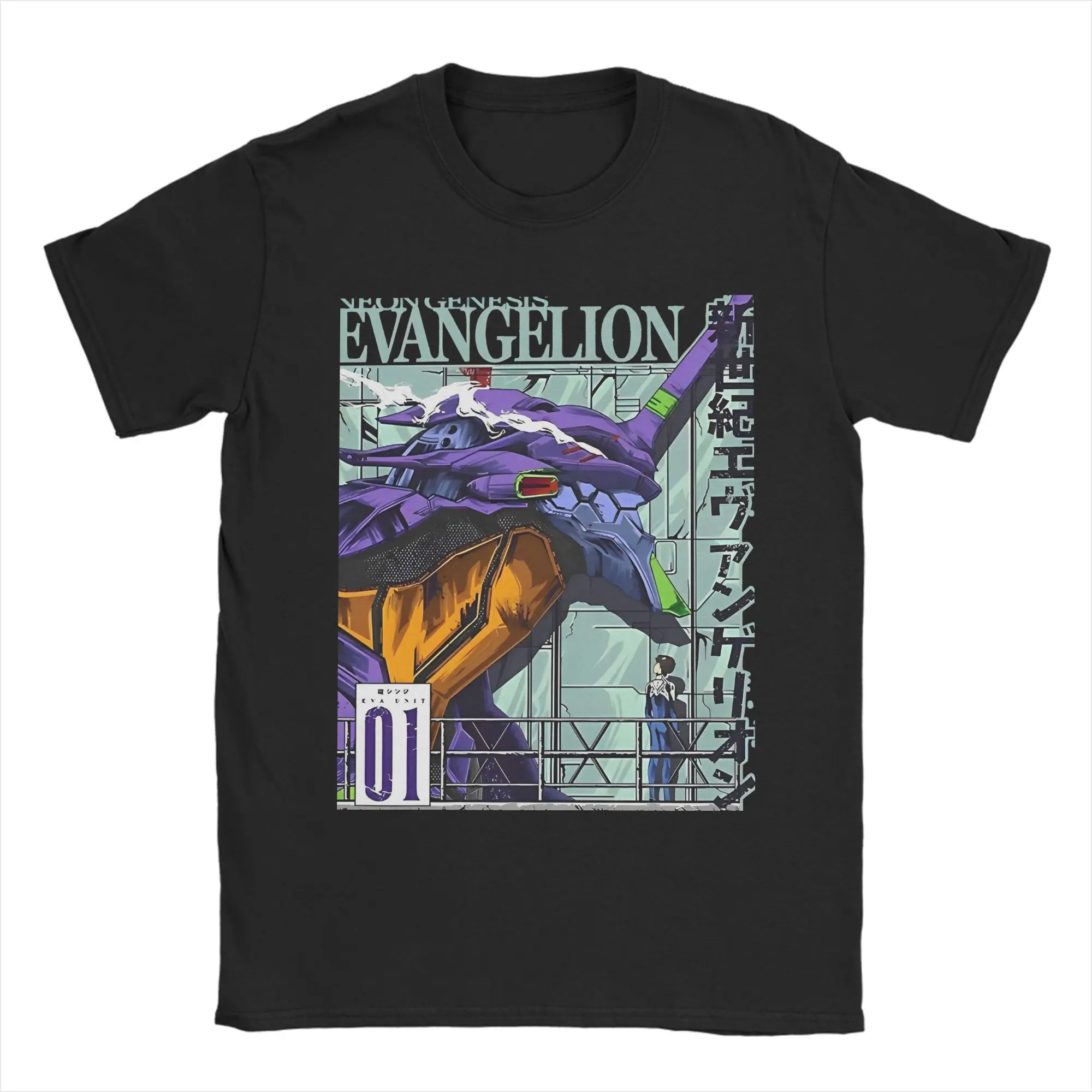 2026 Heiß begehrtes Sommer-Mode-T-Shirt: New Century Gospel Warrior EVA Mecha Outdoor Streetwear aus Baumwolle mit lockerem Rundhalsausschnitt