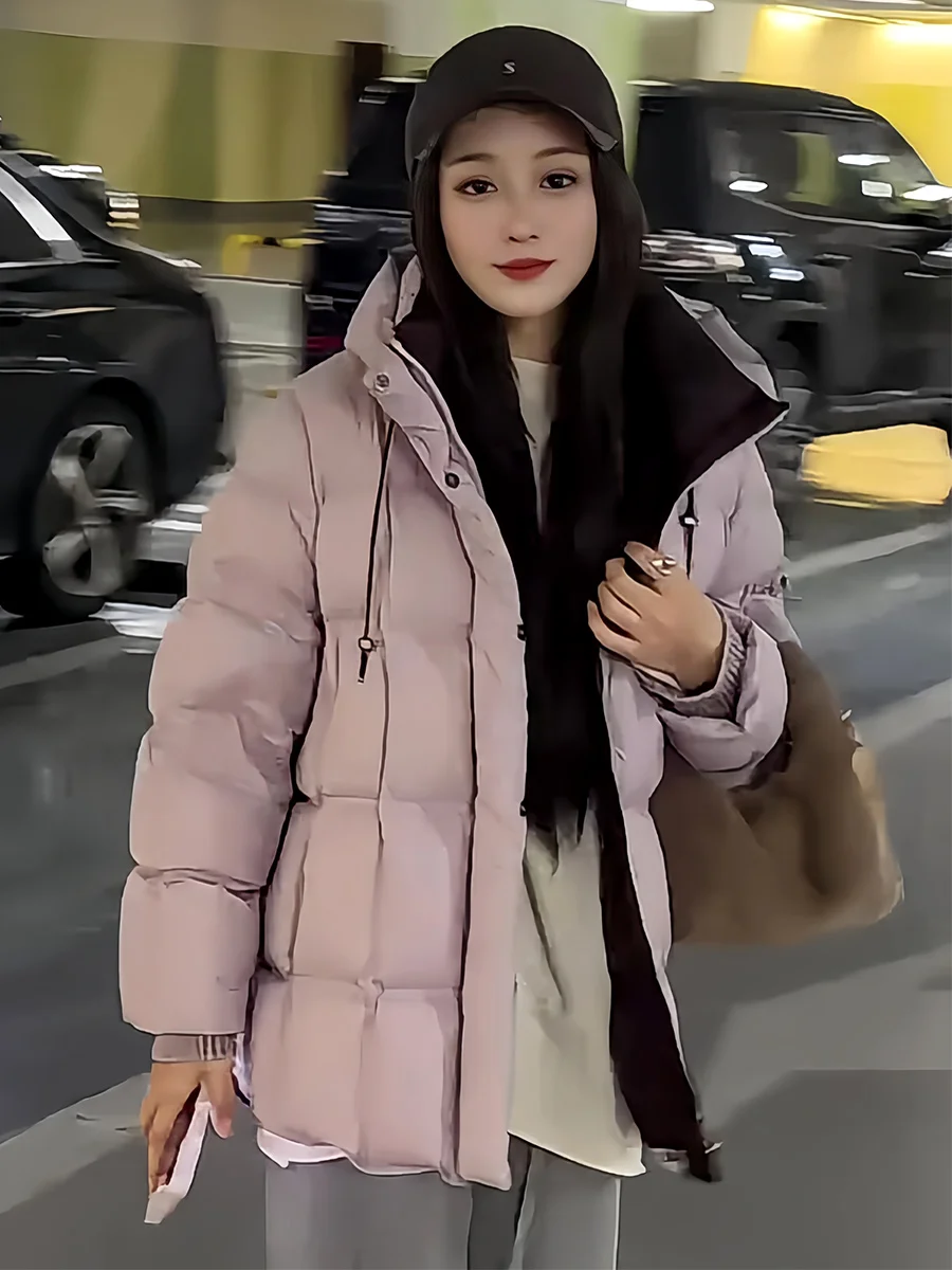 Faionable Purple Hooded Mid-Length Women's down Jaet 2025 Winter New Thi White Du Feather Cloud Puff Coat