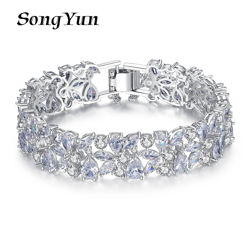 

SongYun Jewelry Manufacturer MHT 5A Zircon Bracelet Women Fashion Ladies Copper Luxury Design Chain Bracelets Bangle Jewelry
