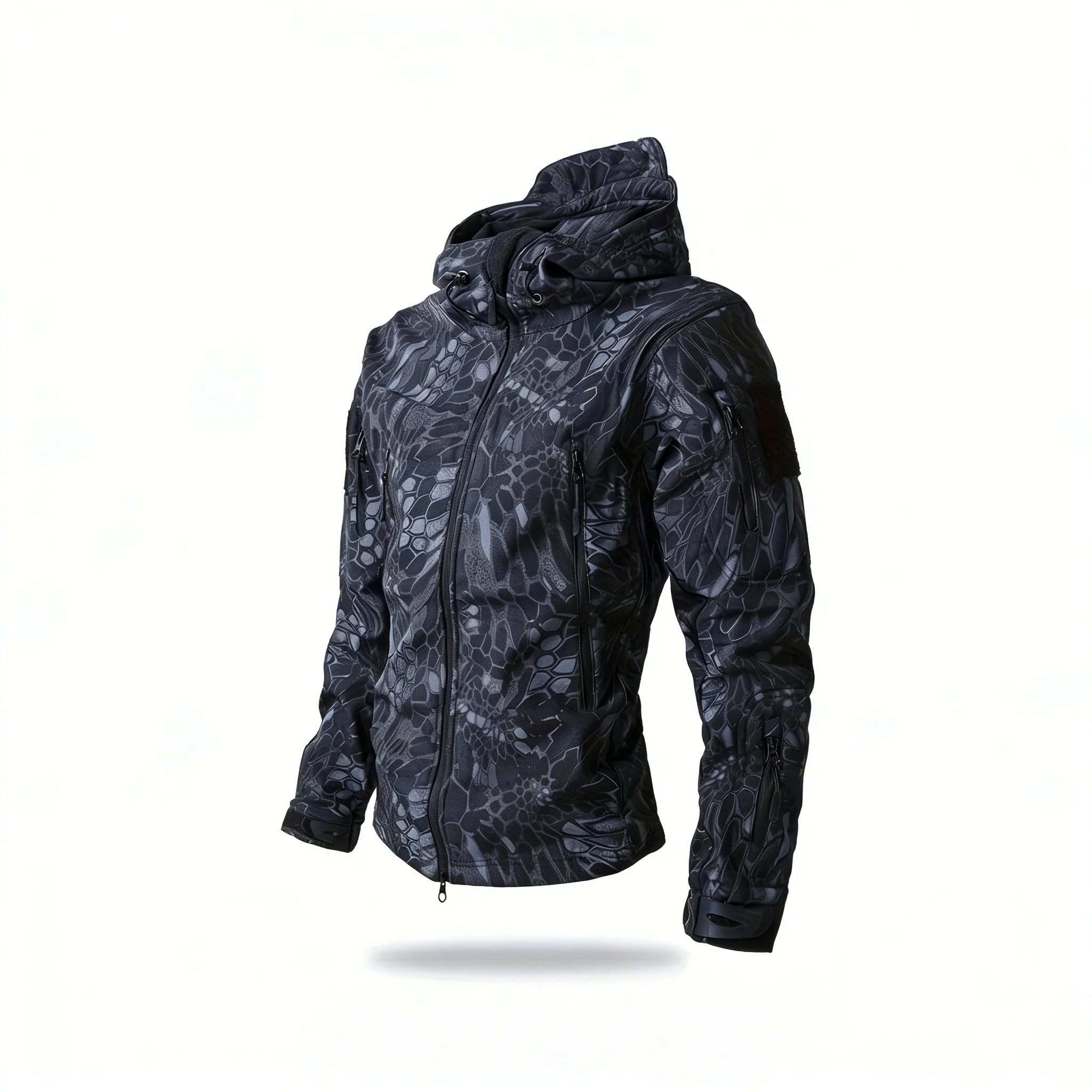 

Мужская тактическая куртка-софтшелл с капюшоном – ветрозащитная и пескозащитная камуфляжная верхняя одежда для активного отдыха с множеством карманов на молнии