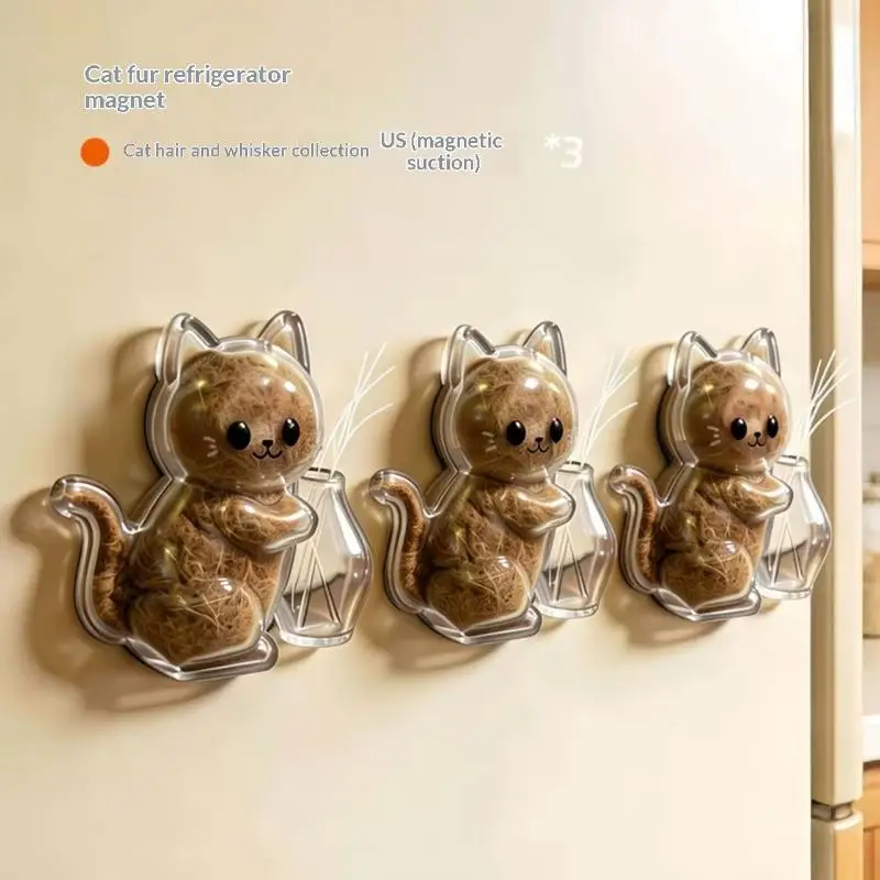 【B】Cat Hair Storage Fridge Magnets Cat Whisker Holder Cat Hair Collection Fridge Magnets Pet Fur Keepsake Capsule DIY Souvenirs