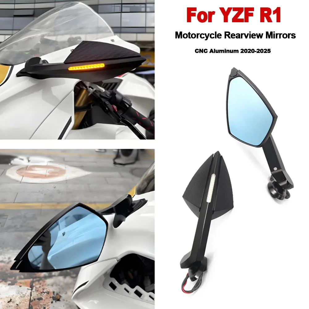 

New Motorcycle Accessories Rearview Mirrors Side Mirrors LED Turn Signal Light kit For Yamaha YZF R1 r1 M 2020-2025