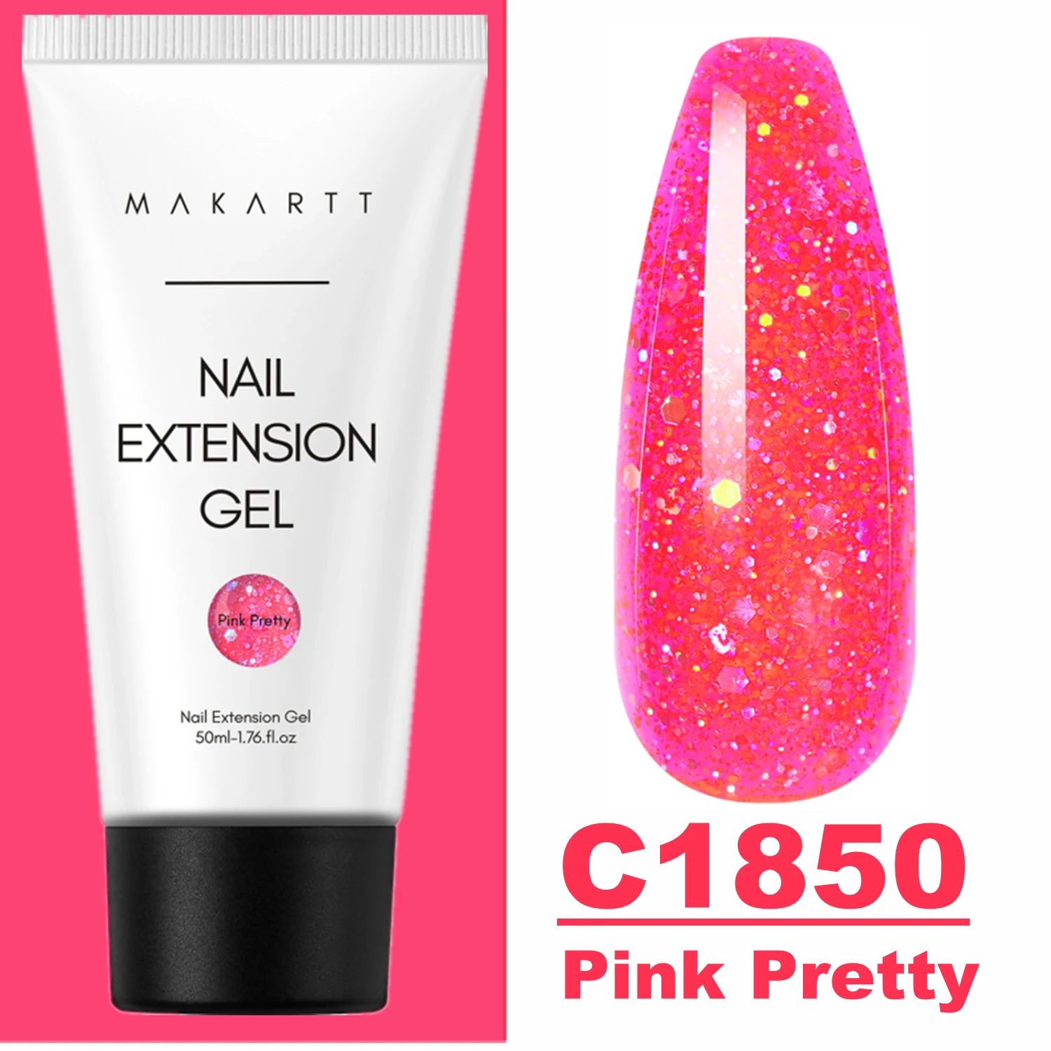 Makartt Poly Nails Acrygel, 50g Transparant/Roze/Nude Nagelverlengingsgel Glitter Builder Nagelgel voor trendy DIY nagelkunst