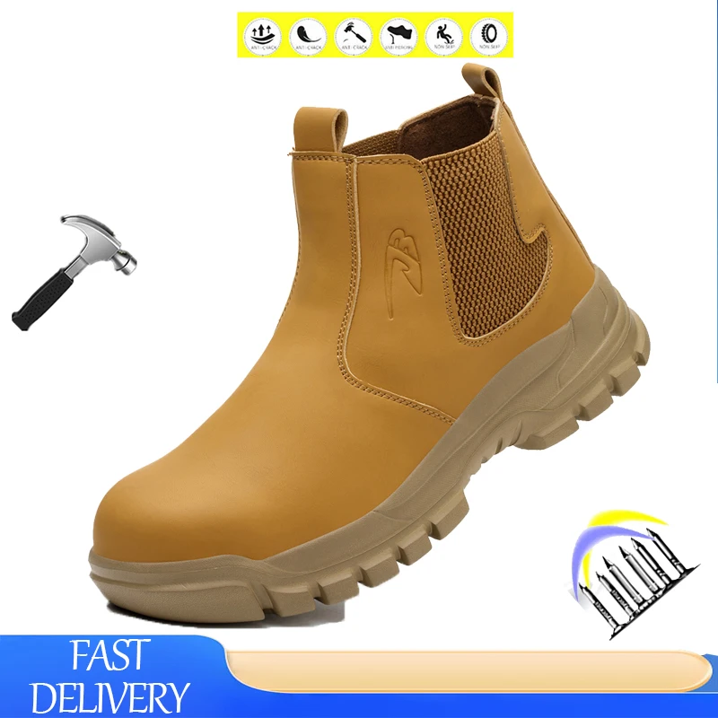 

Men's Safety Work Boots Steel Toe Shoes Anti Impact And Anti-Puncture Indestructible Shoes Anti-slip Waterproof Protective Boots