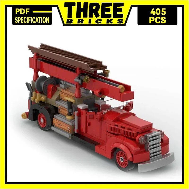 City Car Model Moc Building Bricks Old Fire Engine V8-85 Technical Technology Modular Blocks Gift Christmas Toy DIY Set Assembly