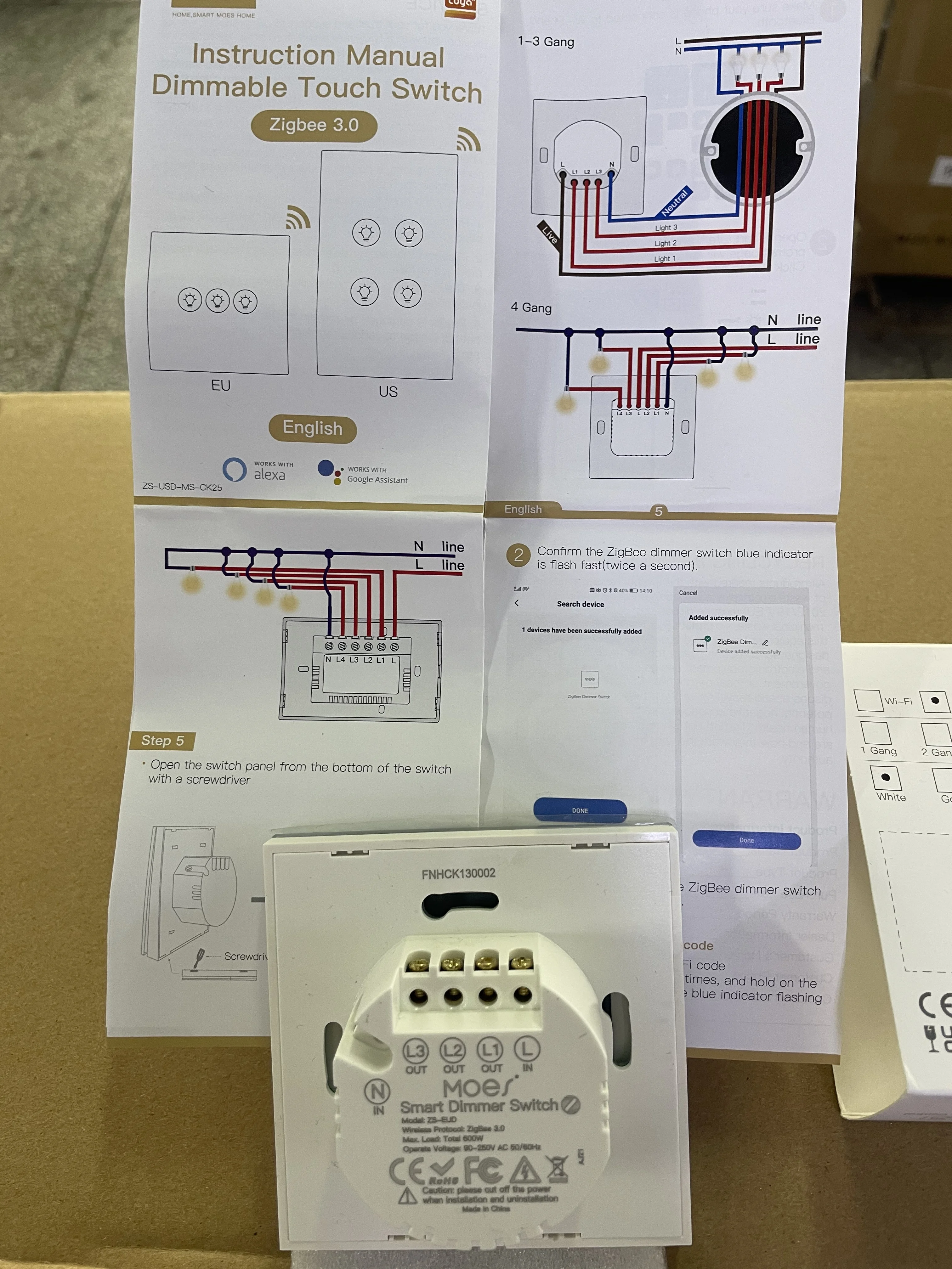 EU WiFi Smart Dimmers Switch 1/2/3 Gang Touch Switch  LED Light Brightness Wireless Control Tuya APP Voice for Alexa Google