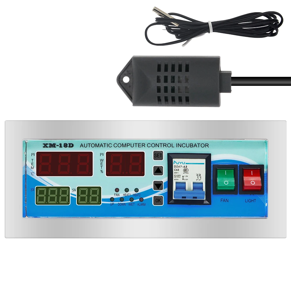 XM-18D Incubator Controller Thermostat Full Automatic and Agg Incubator Hatcher Control System Sensor Chicken Hatching AC 220V