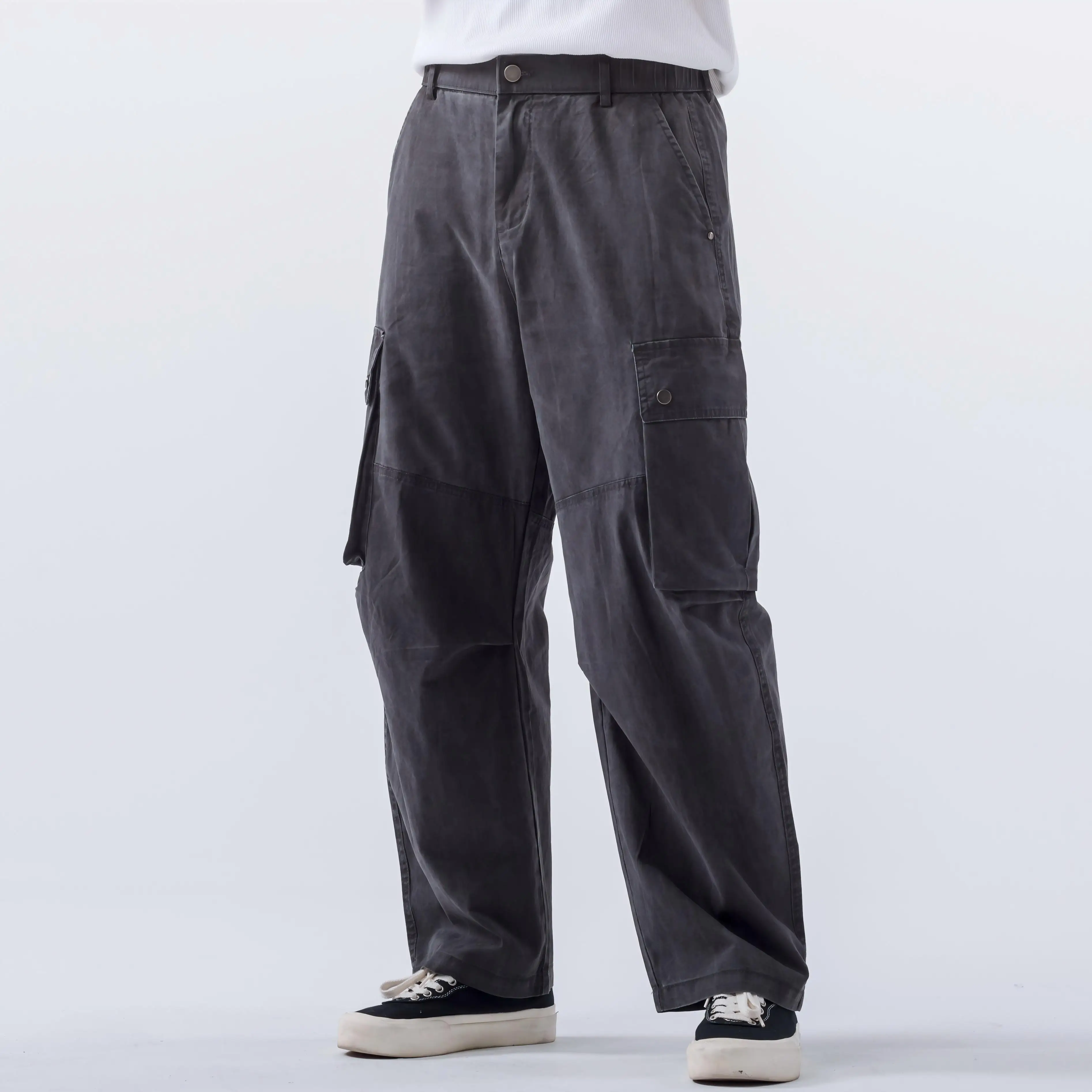 

Wide Leg Pants Washed High Street Vintage Full Length Baggy Casual Distressed Workwear Cargo Pants Work Long Pants with Pocket