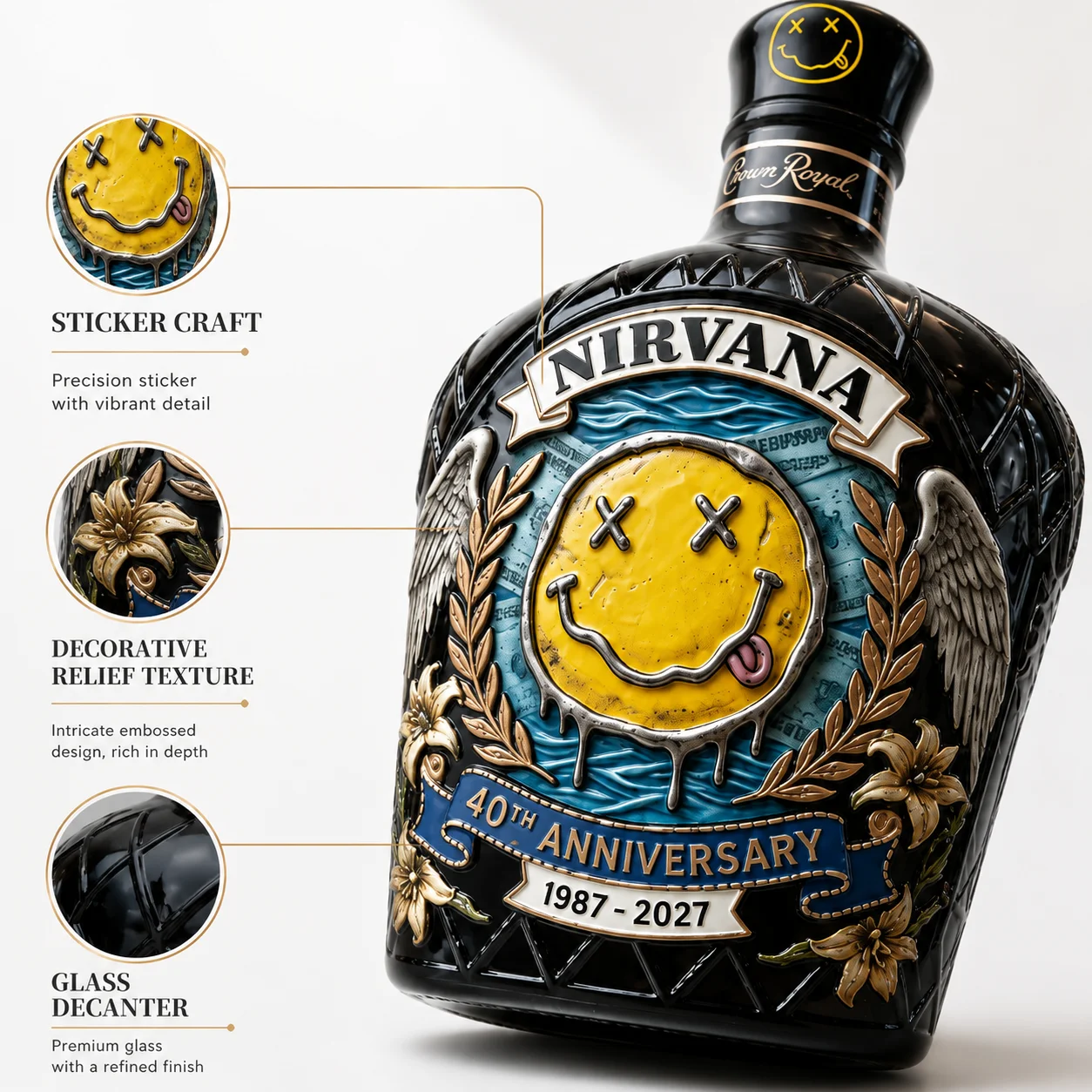 Nirvana Rock Grubu Kabartmalı - Glass Decanter Whiskey incelemesi ve fiyatı
