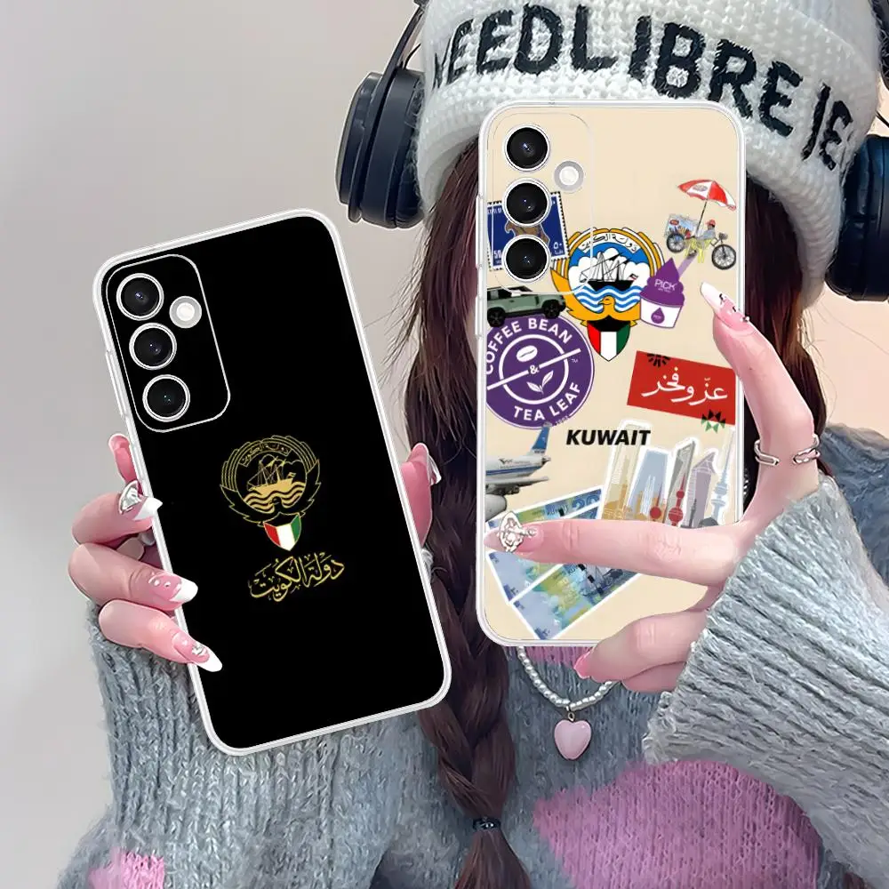 Funda para teléfono móvil con bandera de Kuwait para Samsung Galaxy S25 S24 S23 S22 S21Plus FE, funda de Color Ultra transparente, teléfono inteligente de lujo