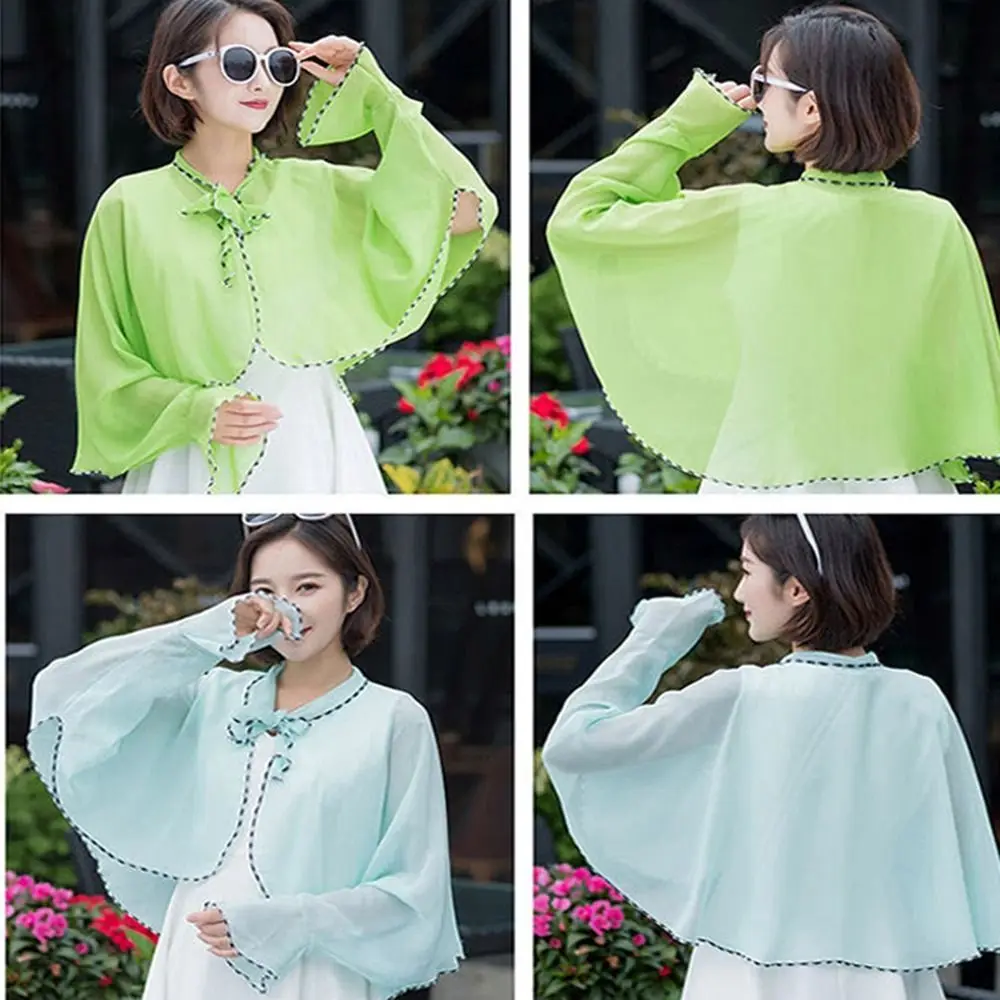 Ärmel Bikini Cover Schals Radfahren und Fahren Sonnenschutz Sonnenschutz Schal Chiffon Schal Sonnenschutz Cape Koreanischer Stil Schal