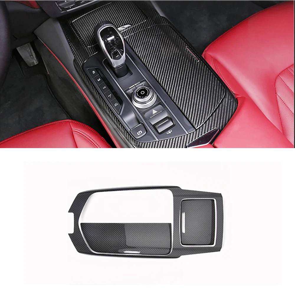 3pcs Real Carbon Fiber Center Console Gear Shift Panel Cup Holder Cover Trim For Maserati Levanti 2016+