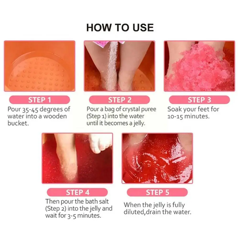 60g! 2pcs Rose Bubble Bath Powder Foot Bath Crystal Exfoliation Care SPA Bath Skin Body Mud Foot Scruber Salt U2F7