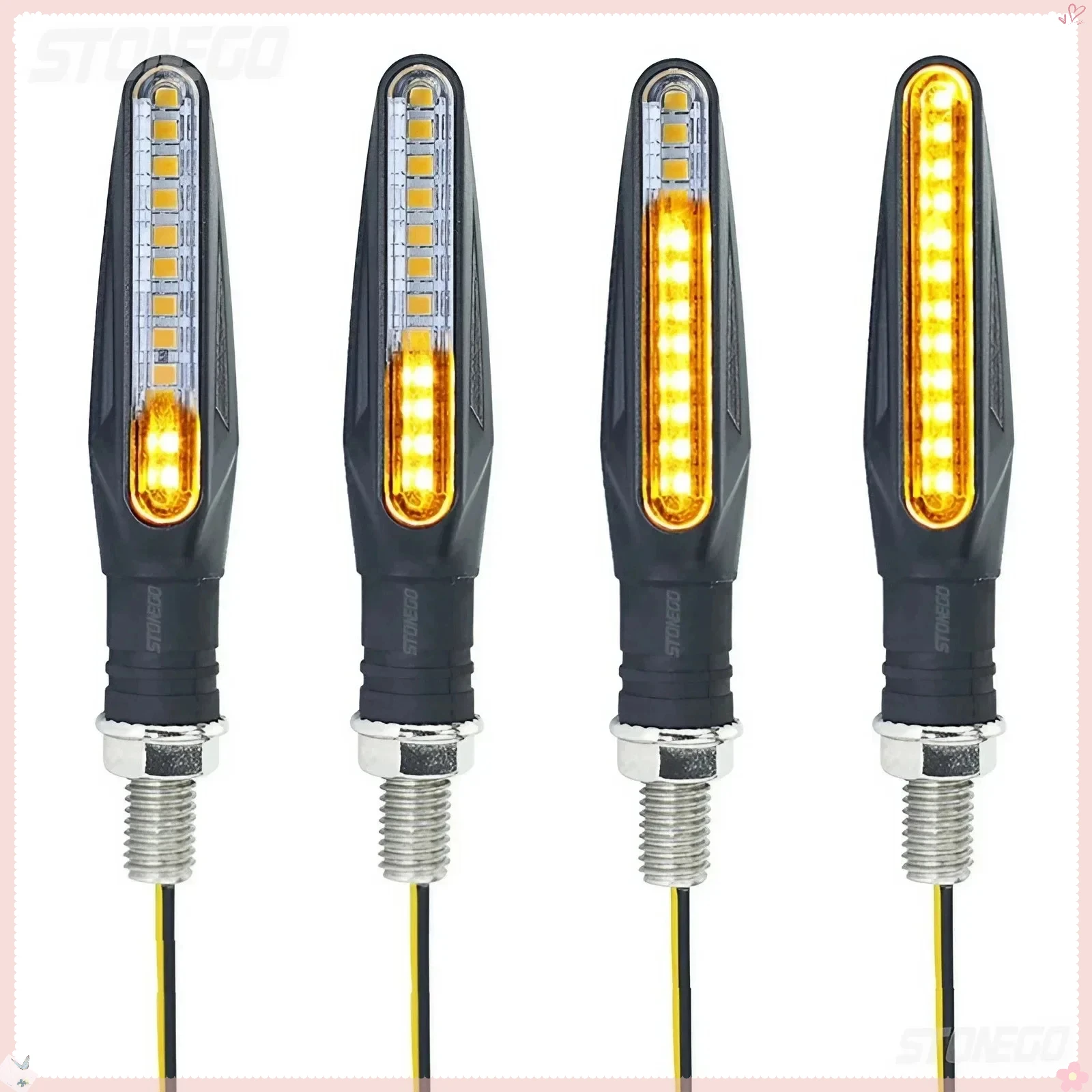 

LED Motorcycle Turn Signals 12 SMD Tail Flashing Lights IP67 Water Flow Blinker Bendable Indicator