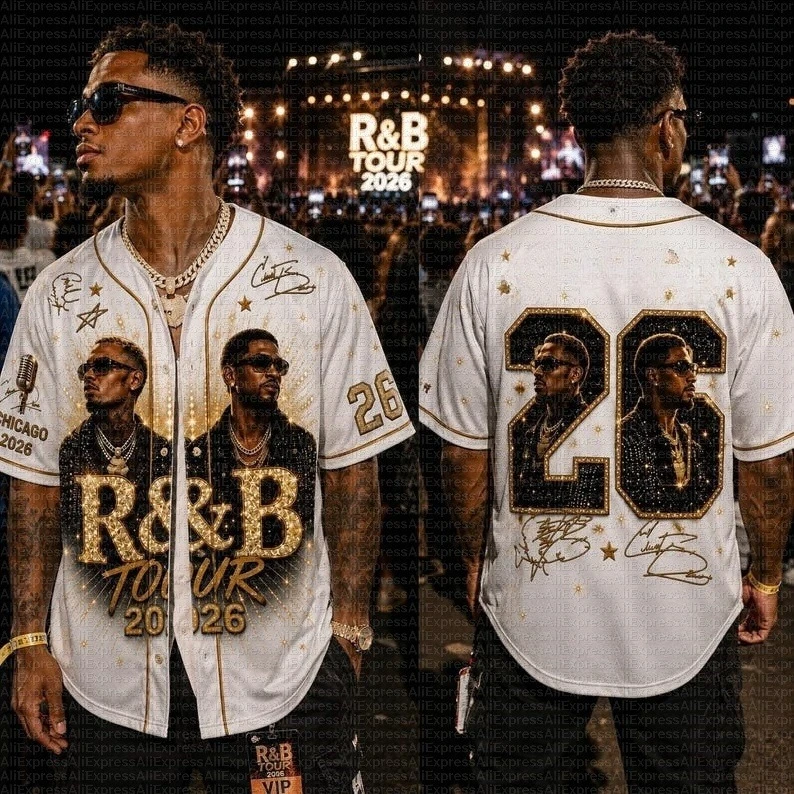 Usher_Chris_Brown_ Baseball Shirt, Customized R&B Concert T-shirt, Personalized Name_2026_ Tour Costumes, Fan Costumexs