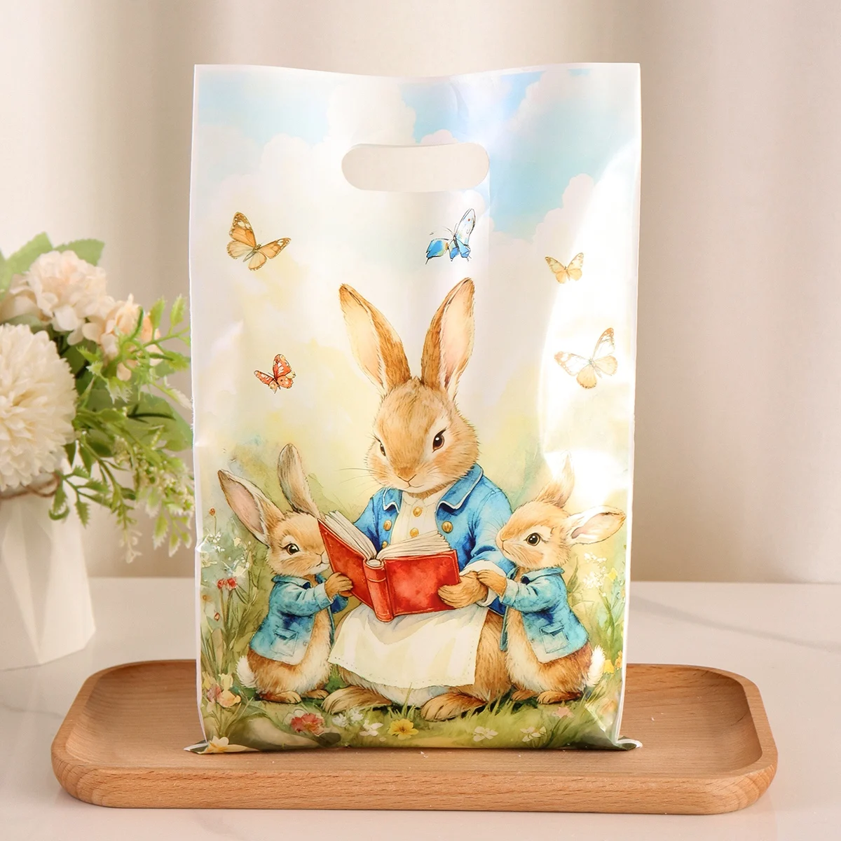 10/20/50 Stück Frohe Ostern Geschenktüten Zellophan Leckerli Beutel Süßigkeitentüte Niedliches kleines Kaninchen Hase Muster Opp Beutel Partygeschenke Verpackung – Detail 1