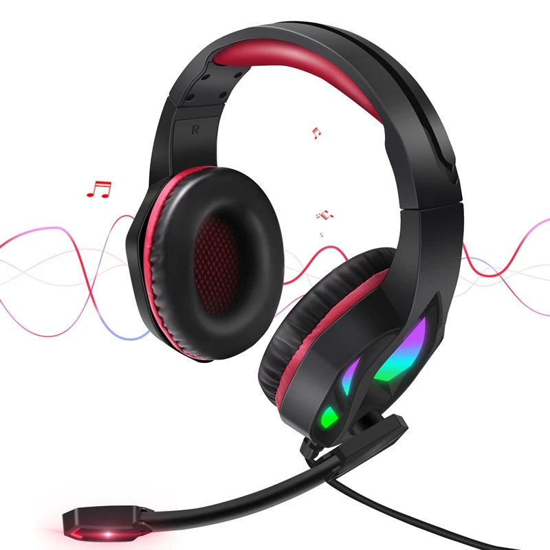 Gaming Headset, Over Ear Headphones With Color Changing LED Light, Gaming Headphones For PS4 PS5 Laptop Mac