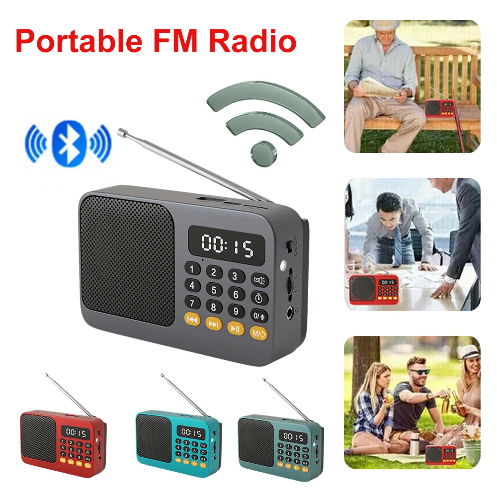 Handheld Rechargeable Digital FM USB TF MP3 Player Portable Radio Music Player Speaker Devices Supplies With LED Display Radio