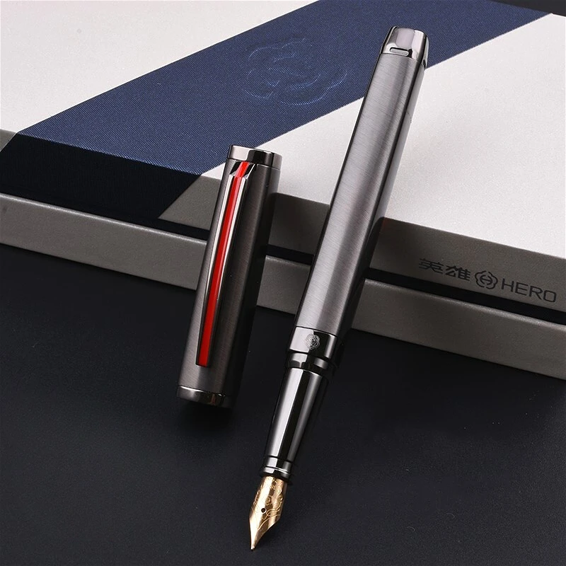 

HERO 2190 18K Gold Fountain Pen Gold/Silver Blade 0.5mm Nib Ink Pen Men's Office Business Calligraphy Practice Gift Pen Writing