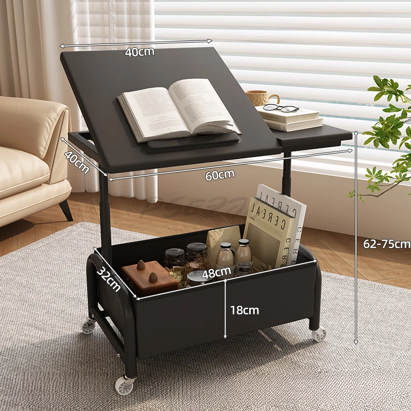Sofa Side Table Movable Living Room Trolley Storage Rack with Wheels Small Coffee Table, Household Simple Small Table