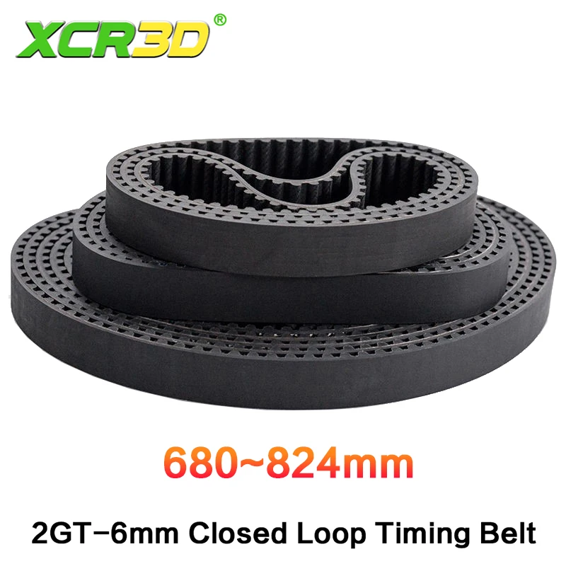 

XCR3D 2GT Belt Width 6mm Rubber Closed Loop Perimeter Circumference‌ 680-824mm GT2 Timing Synchronous 3D Printer Parts