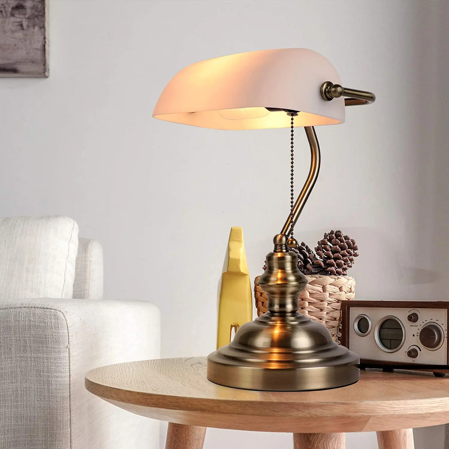 Retro industrial Classical E27 banker table lamp Green glass lampshade cover with switch desk lights for bedroom study reading