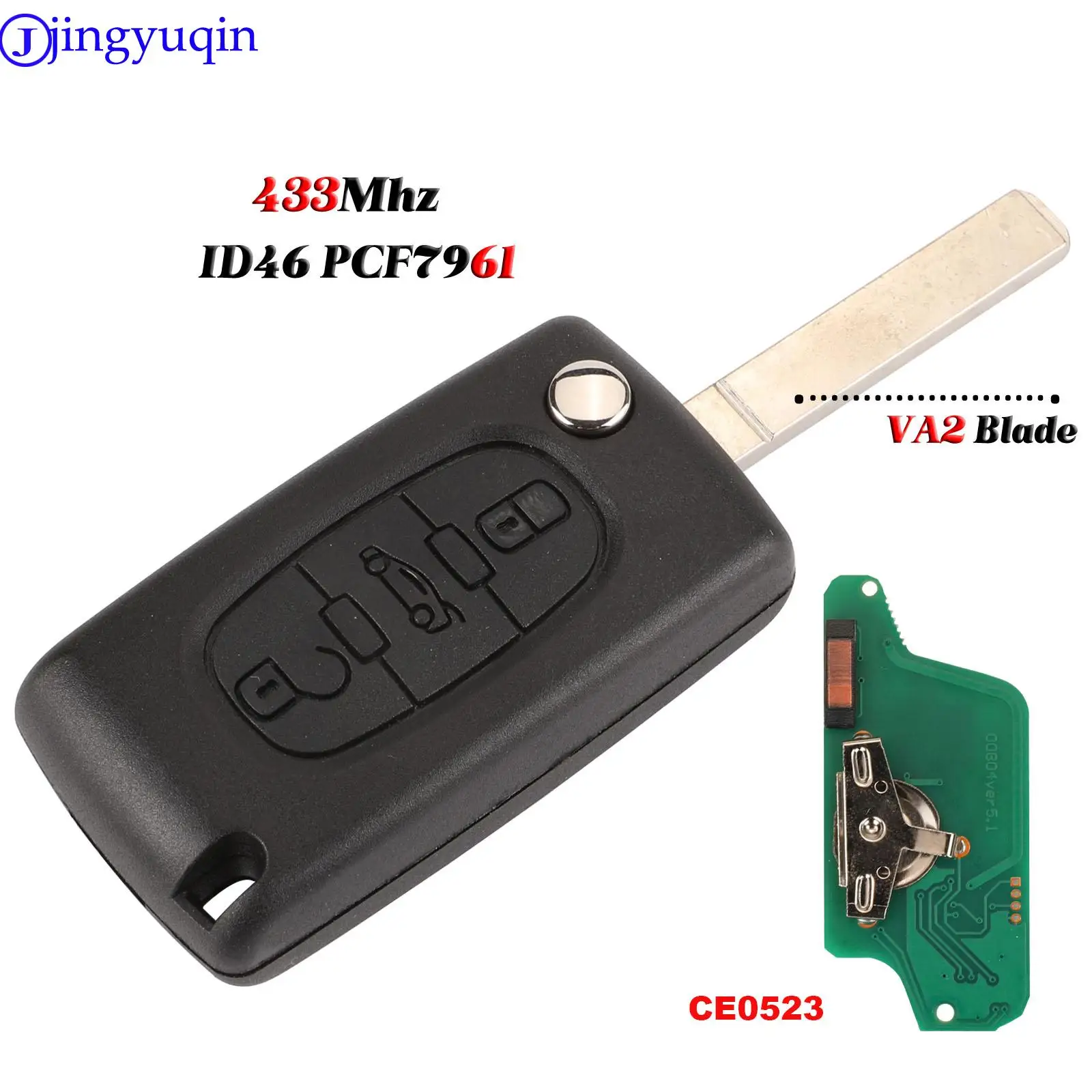 jingyuqin Fernbedienung 433Mhz ID46 ASK FSK Autoschlüssel für Peugeot 207 307 407 208 308 408 607 für CITROEN C1 C2 C3 C4 C5 Berlingo Picasso