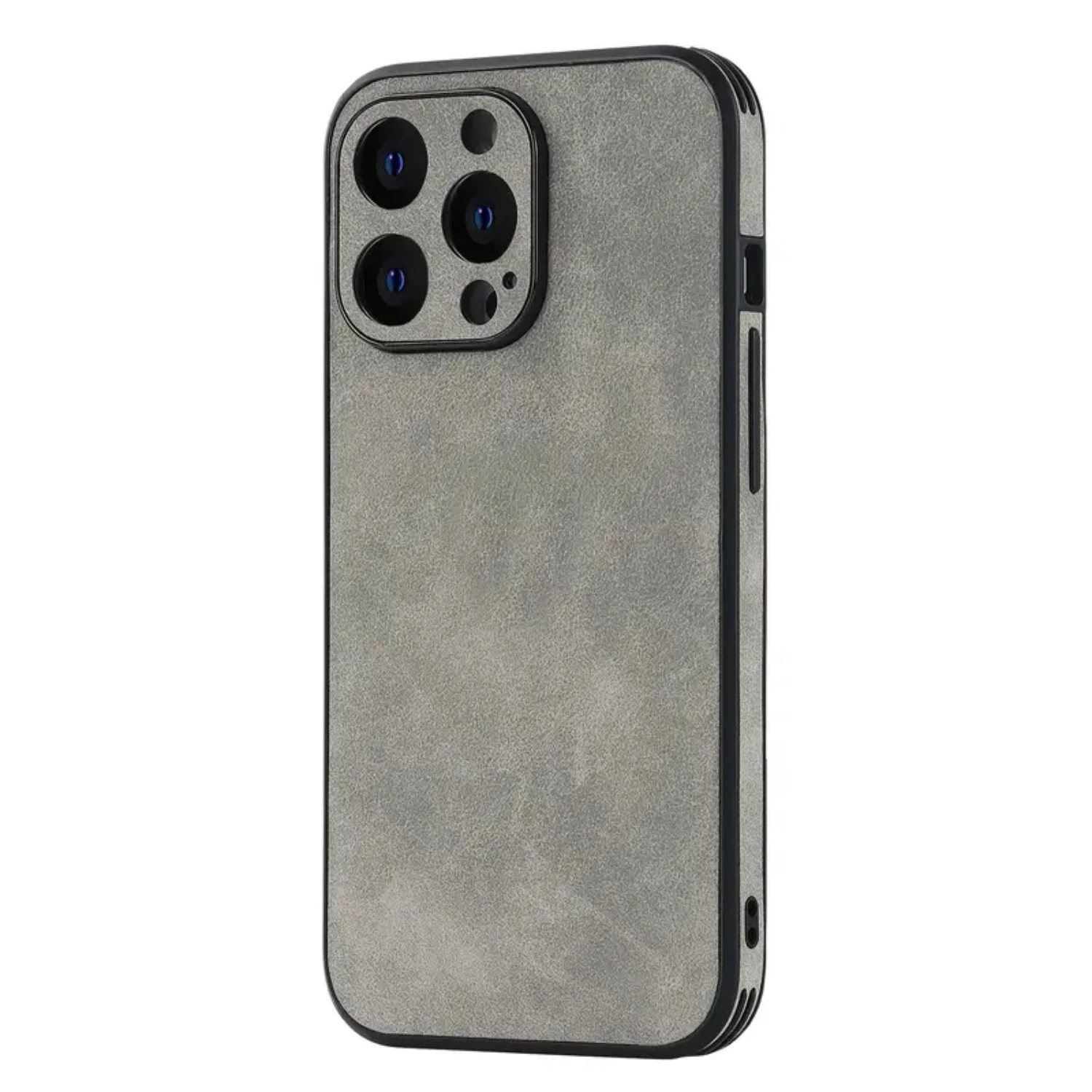 Capa de telefone à prova de choque de couro cinza elegante e de alta qualidade para iPhone 14/14 Plus/14 Pro/14 Pro Max, iPhone 13/13 Mini/13 Pro/13