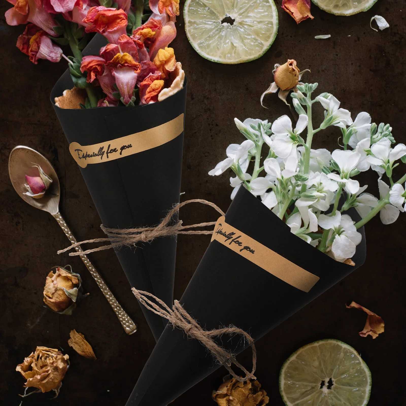 50 Pcs Cone Cake Tube Ice Cream Paper Cones Gift Boxes Conical Candy Rope Wrapping