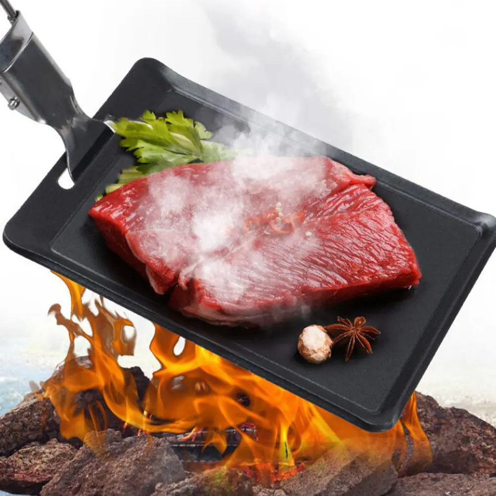Plancha de Hierro Antiadherente para Asar, Parrilla para Barbacoa, Bandeja para Cocina de Estufa, Camping, Cocina, Plancha Antiadherente Negra