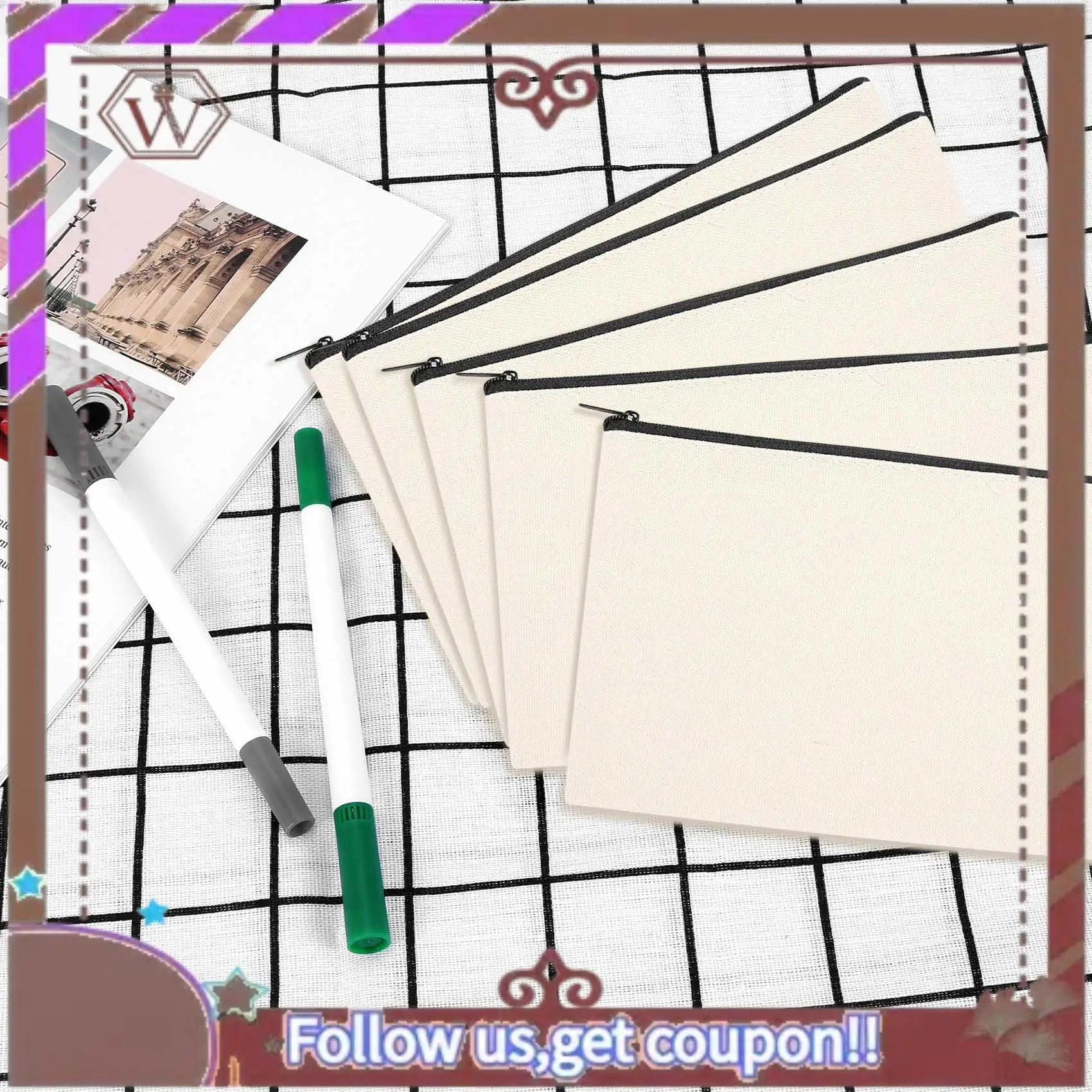 ABBG-50Pcs قماش سستة حقيبة مقلمة حقيبة مستحضرات التجميل حقيبة فارغة DIY بها بنفسك الحرفية حقيبة حقيبة مستحضرات التجميل حقيبة مستحضرات التجميل لتقوم بها بنفسك الحرفية المدرسة