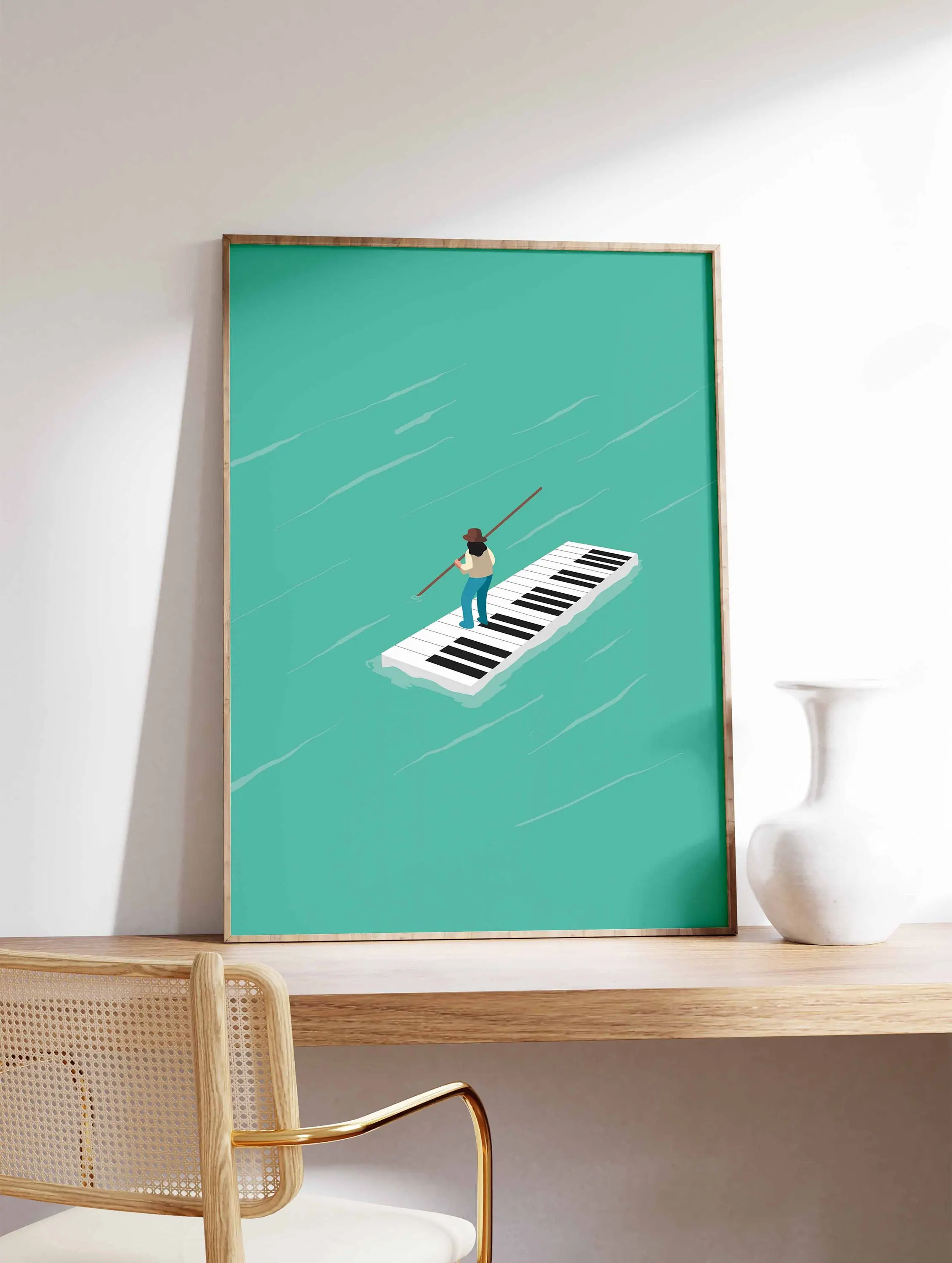 Nordic Modern Abstract Canvas Poster Music Imagination Wall Art Black and White Piano Keys Prints Gift for Musician Home Decor
