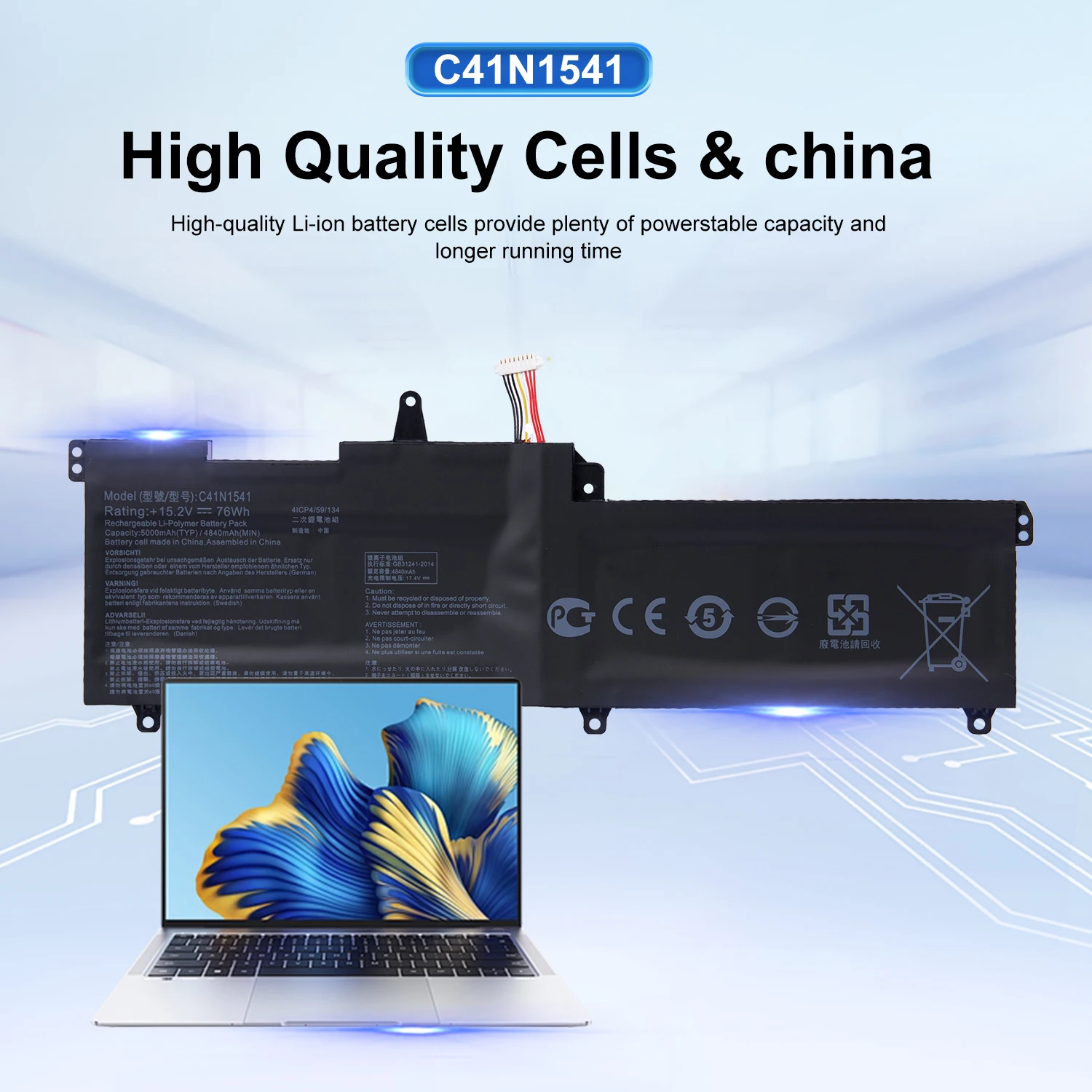 

AUSSY C41N1541 Laptop Battery For ASUS ROG GL702VS GL702VT GL702 GL702V GL702VM GL702VM1A 0B200-02070000+ 24-Month warranty